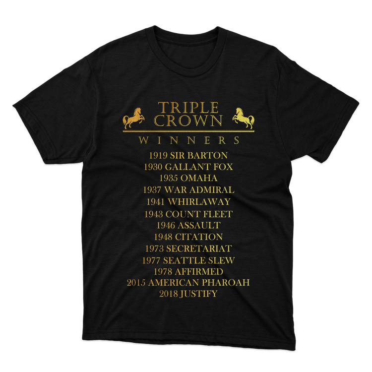Fan Made Fits Horse Racing 3 Black TripleCrown T-Shirt image 1