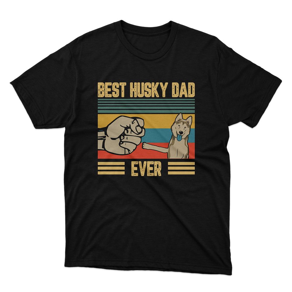 Fan Made Fits Best Husky Dad Ever Black T-Shirt image 1