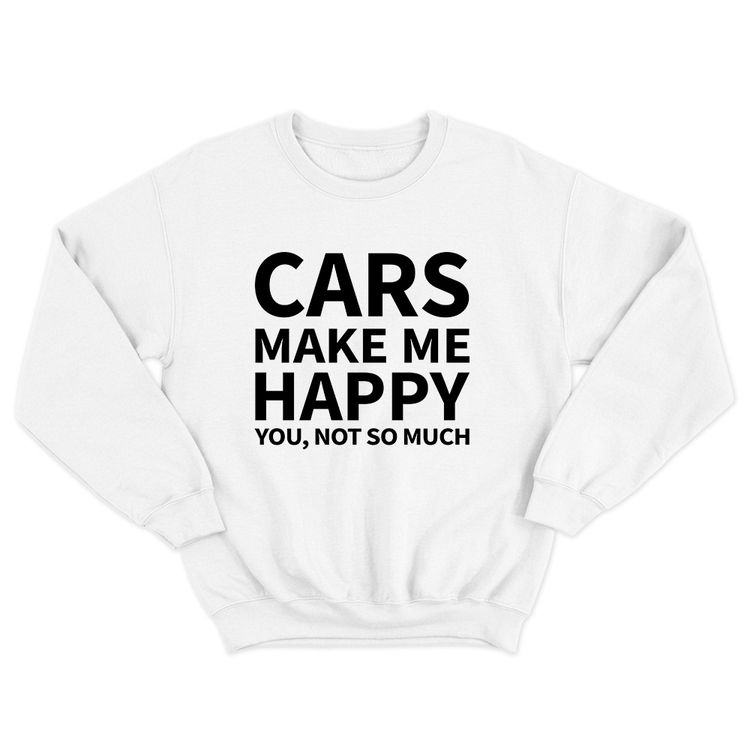 Fan Made Fits Cars White Happy Sweatshirt image 1