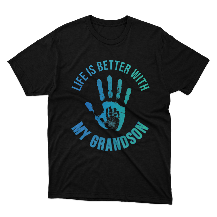 Fan Made Fits Life Is Better With My Grandson Colorful Black T-Shirt image 1