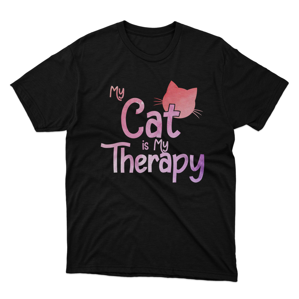 Fan Made Fits My Cat Is My Therapy Black T-Shirt image 1