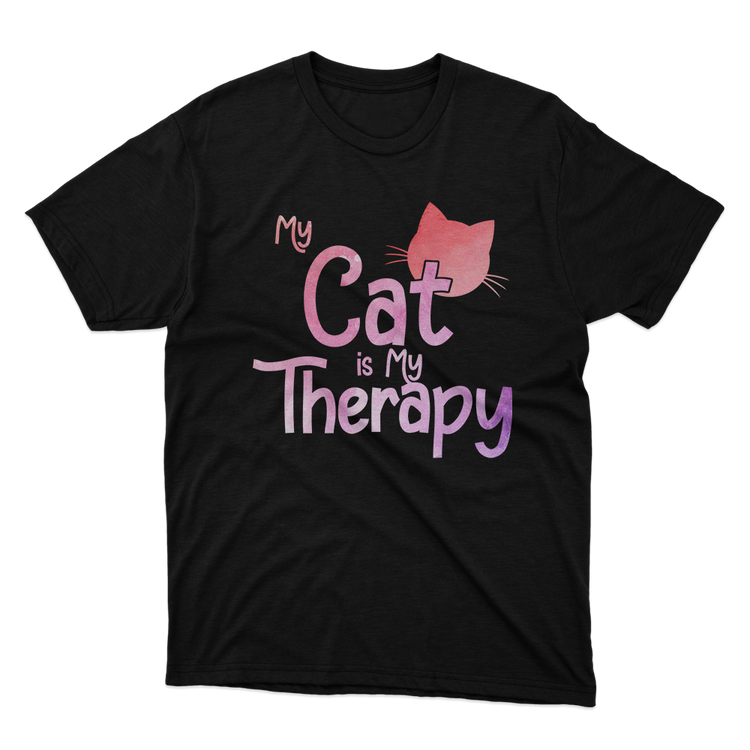 Fan Made Fits My Cat Is My Therapy Black T-Shirt image 1