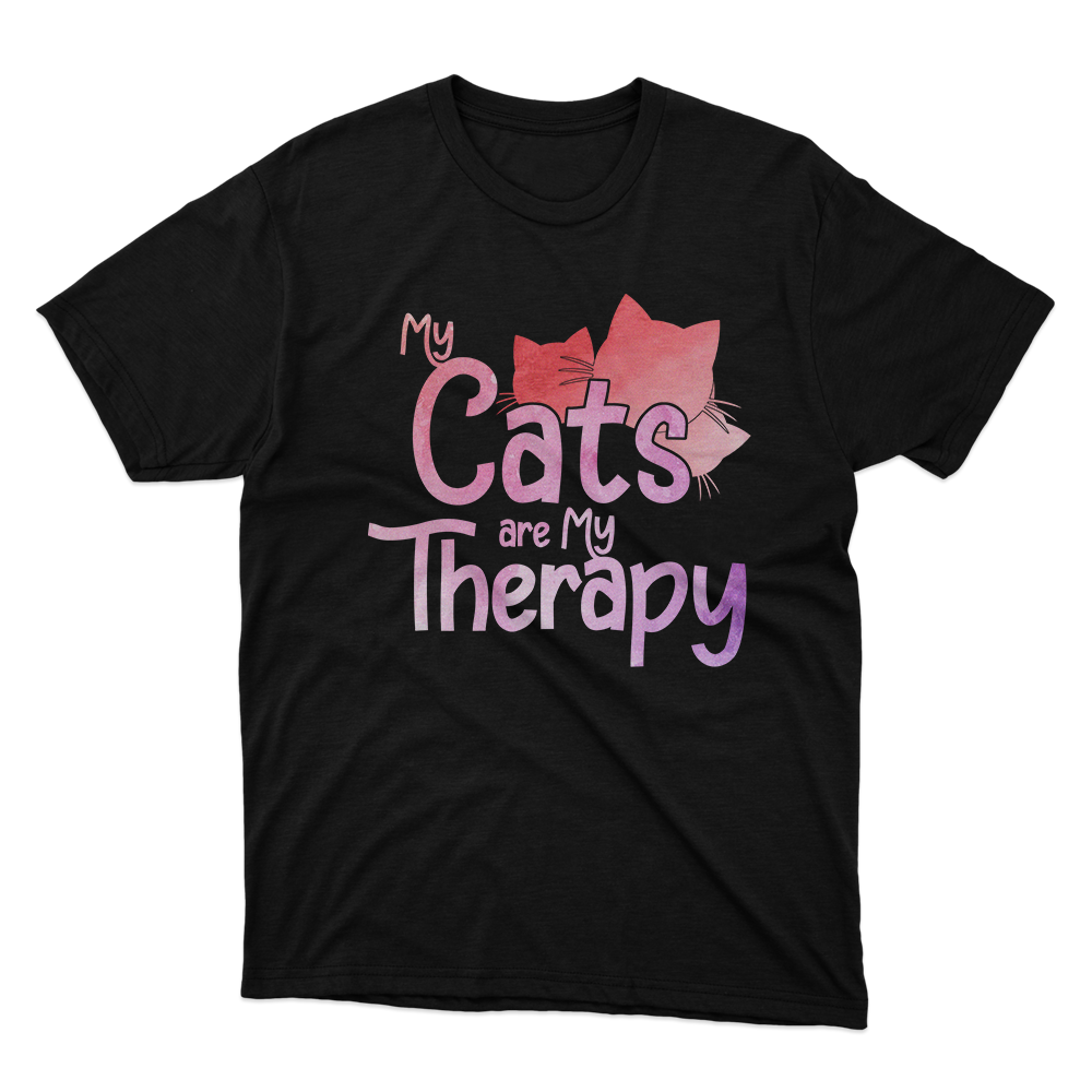 Fan Made Fits My Cats Are My Therapy Black T-Shirt image 1