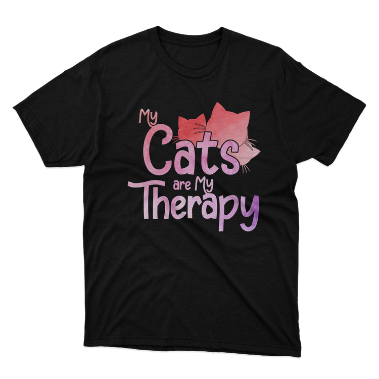 Fan Made Fits My Cats Are My Therapy Black T-Shirt image 1