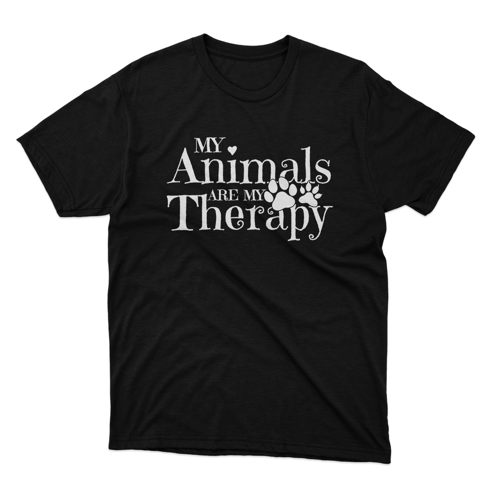 Fan Made Fits My Animals Are My Therapy Black T-Shirt image 1