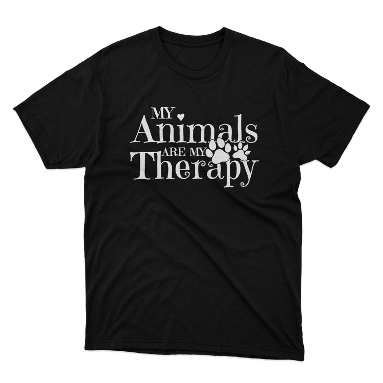 Fan Made Fits My Animals Are My Therapy Black T-Shirt image 1