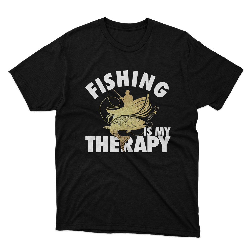 Fan Made Fits Fishing Is My Therapy Black T-Shirt image 1