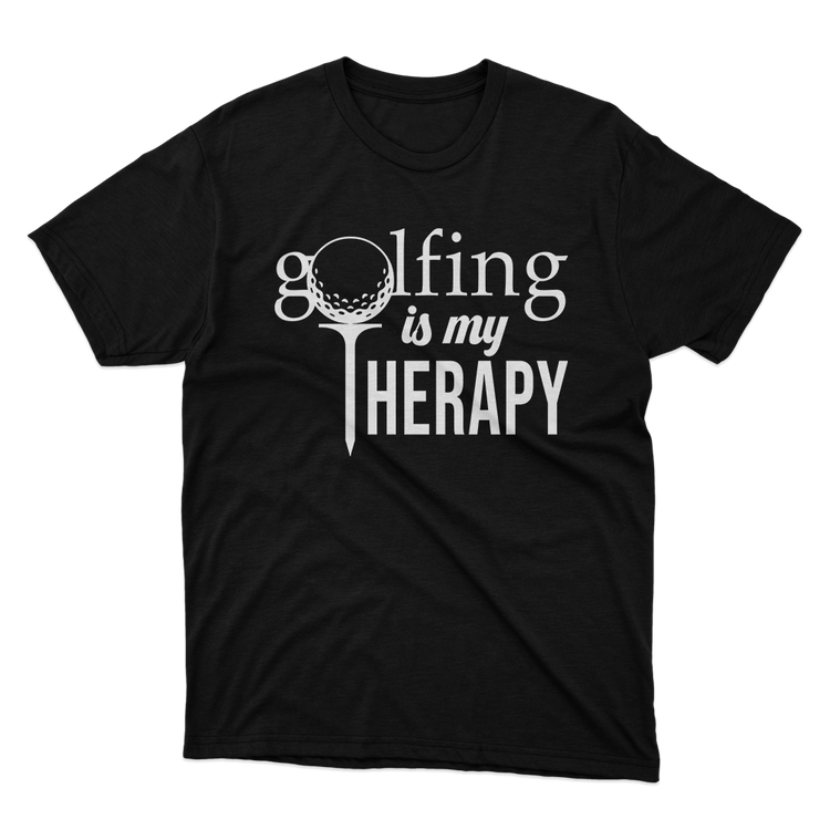 Fan Made Fits Golfing Is My Therapy Black T-Shirt image 1