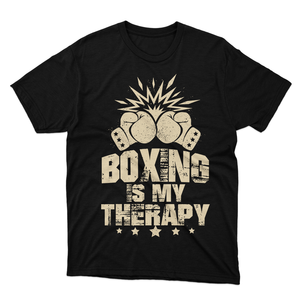 Fan Made Fits Boxing Is My Therapy Black T-Shirt image 1