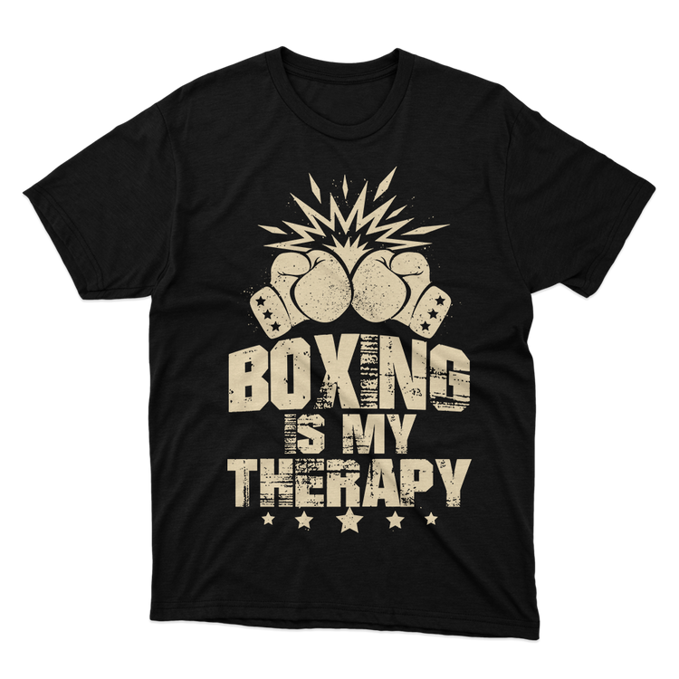 Fan Made Fits Boxing Is My Therapy Black T-Shirt image 1