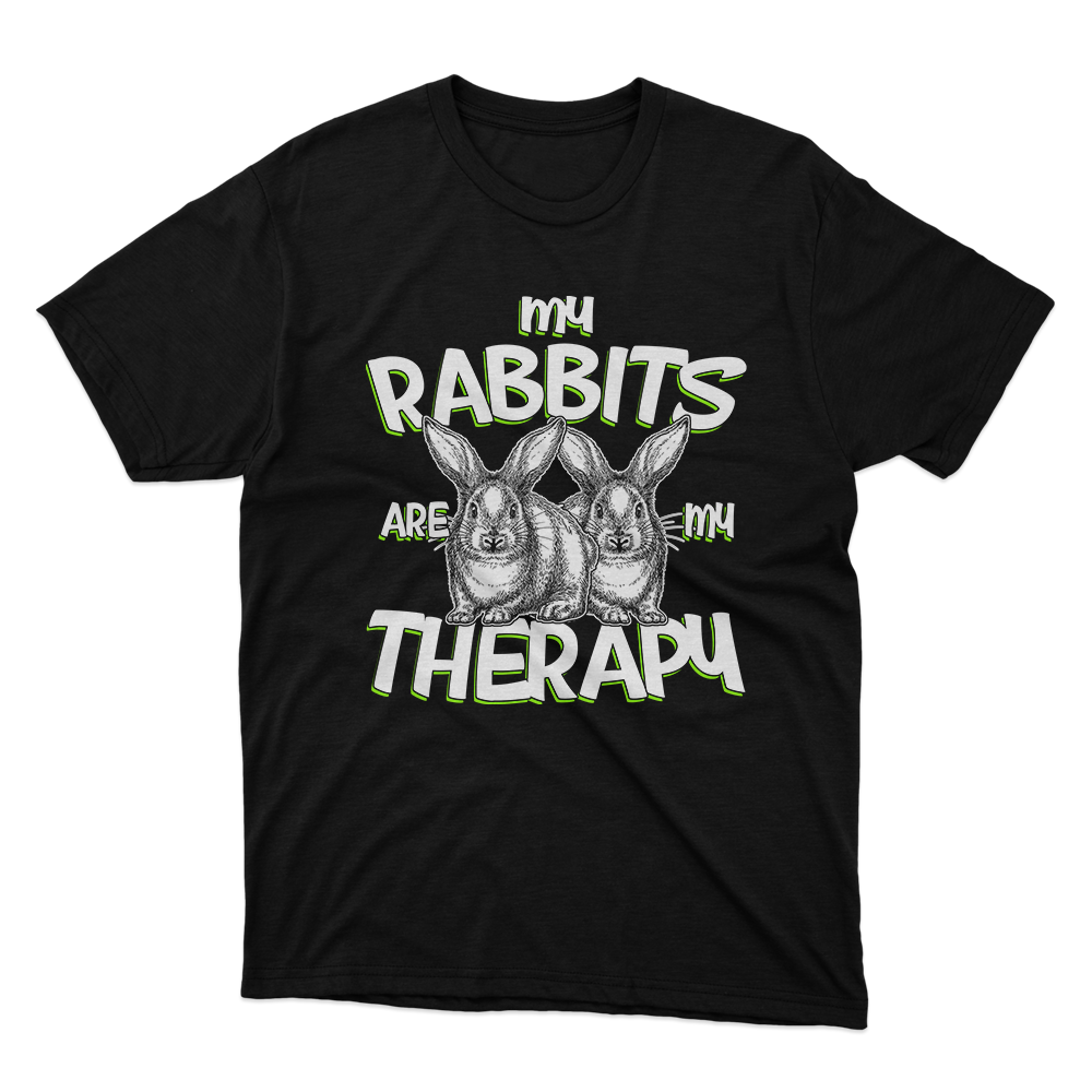 Fan Made Fits My Rabbits Are My Therapy Black T-Shirt image 1