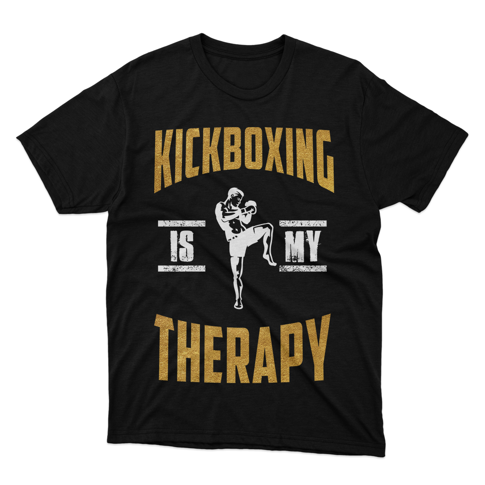Fan Made Fits Kickboxing Is My Therapy Black T-Shirt image 1