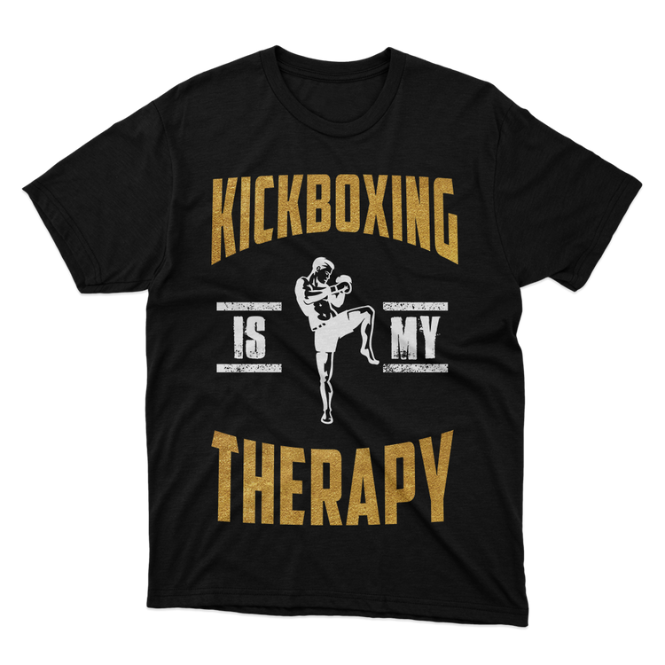 Fan Made Fits Kickboxing Is My Therapy Black T-Shirt image 1