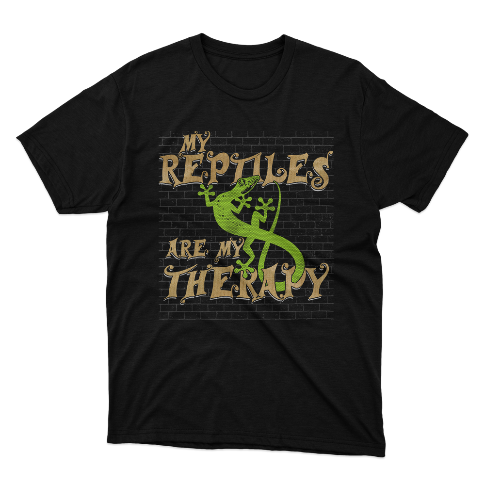 Fan Made Fits My Reptiles Are My Therapy Black T-Shirt image 1