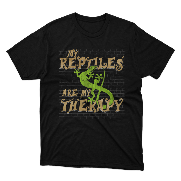 Fan Made Fits My Reptiles Are My Therapy Black T-Shirt image 1