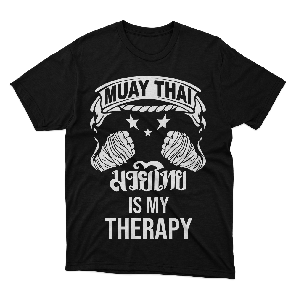 Fan Made Fits Muay Thai Is My Therapy Black T-Shirt image 1