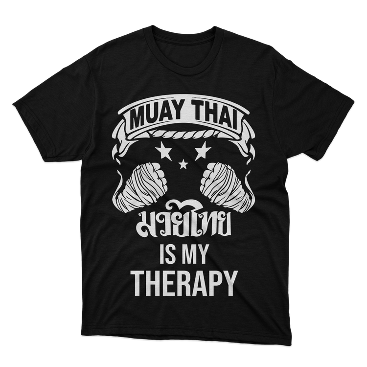 Fan Made Fits Muay Thai Is My Therapy Black T-Shirt image 1