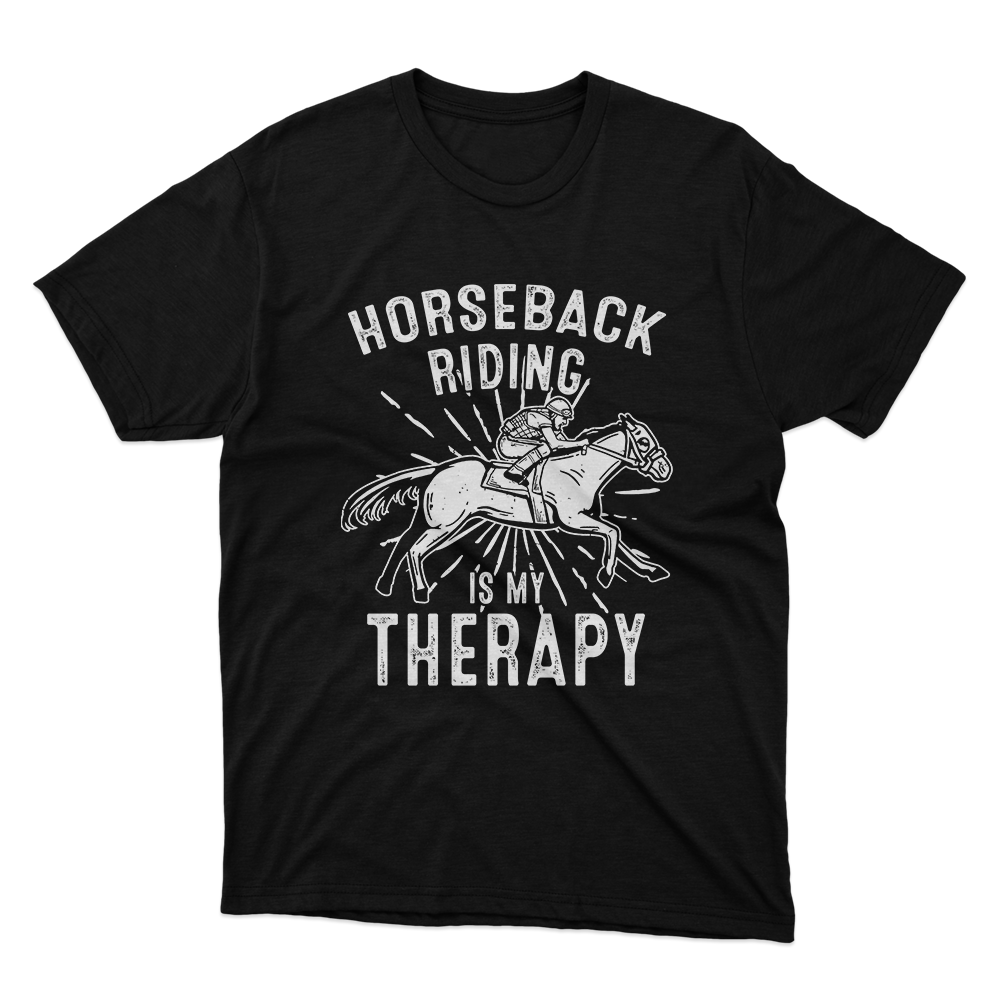 Fan Made Fits Horseback Riding Is My Therapy Black T-Shirt image 1