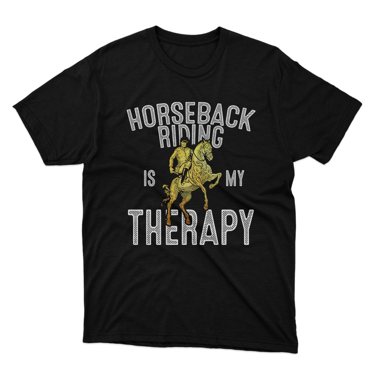 Fan Made Fits Horseback Riding Is My Therapy Black T-Shirt image 1