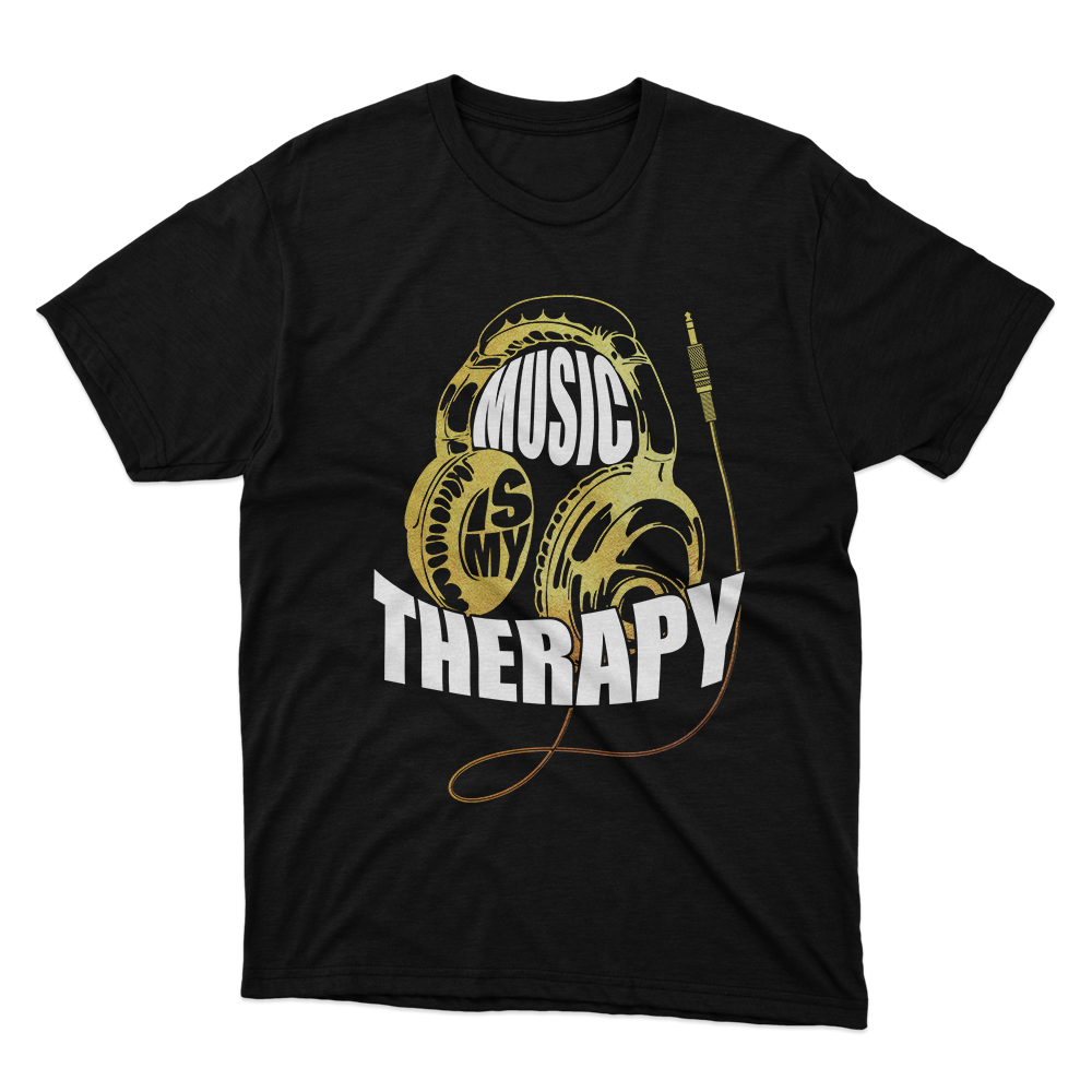 Fan Made Fits Music Is My Therapy Black T-Shirt image 1