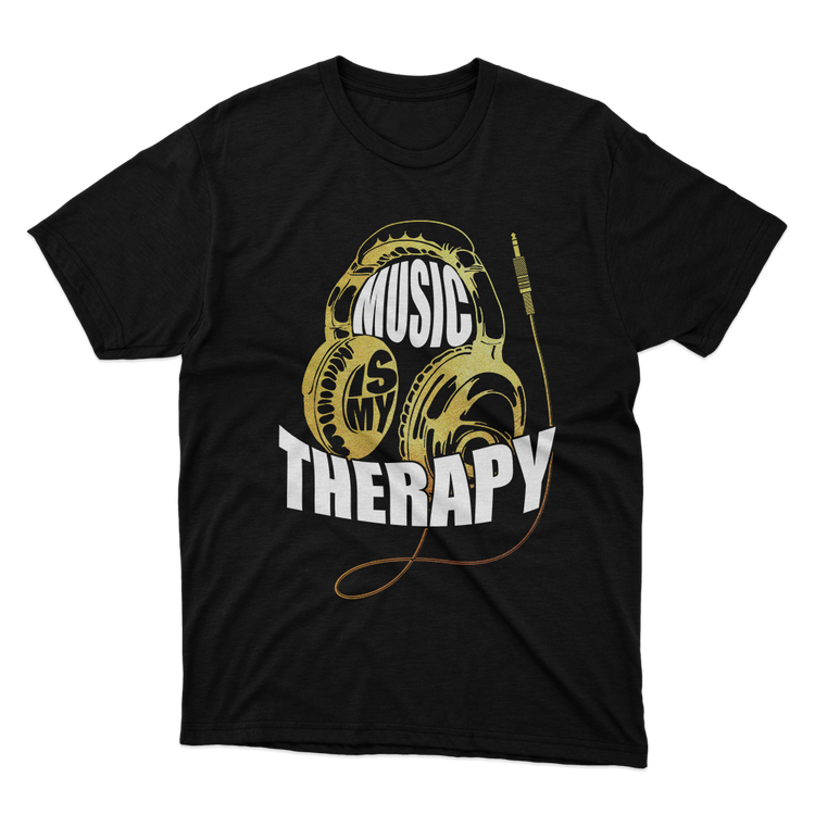 Fan Made Fits Music Is My Therapy Black T-Shirt image 1