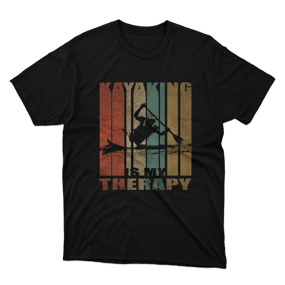 Fan Made Fits Kayaking Is My Therapy Black T-Shirt image 1