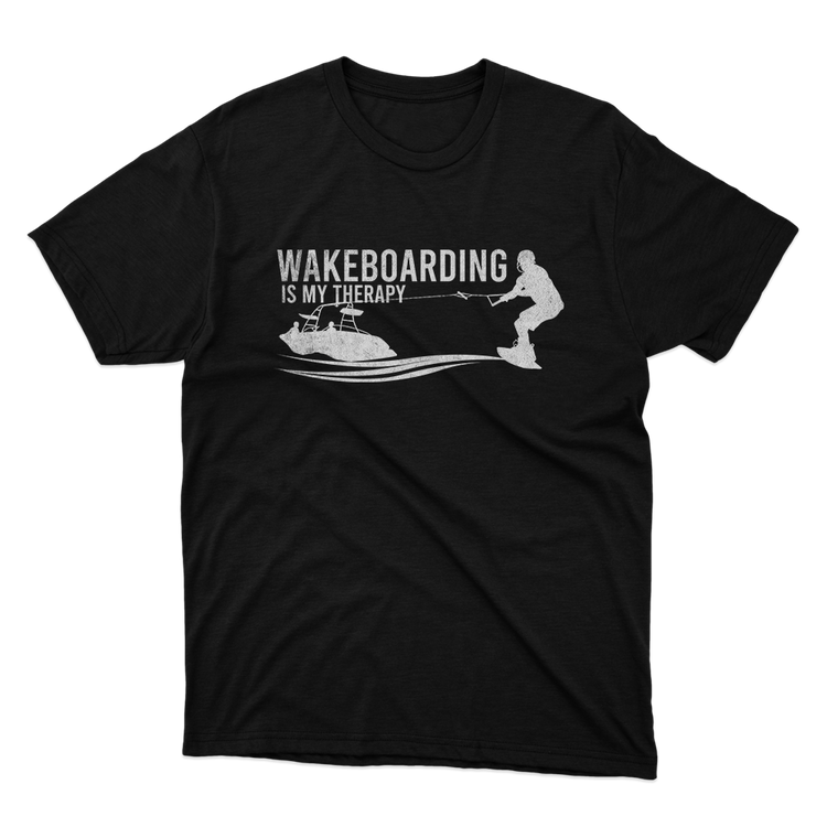 Fan Made Fits Wakeboarding Is My Therapy Place Black T-Shirt image 1