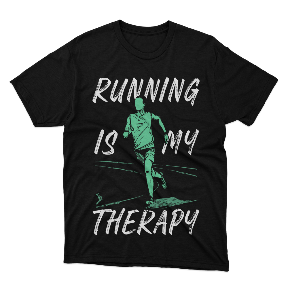 Fan Made Fits Running Is My Therapy Black T-Shirt image 1
