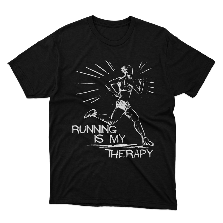 Fan Made Fits Running Is My Therapy Black T-Shirt image 1