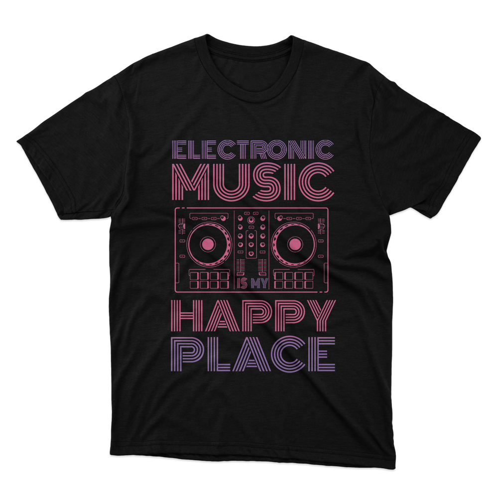 Fan Made Fits Electronic Music Is My Happy Place T-Shirt image 1
