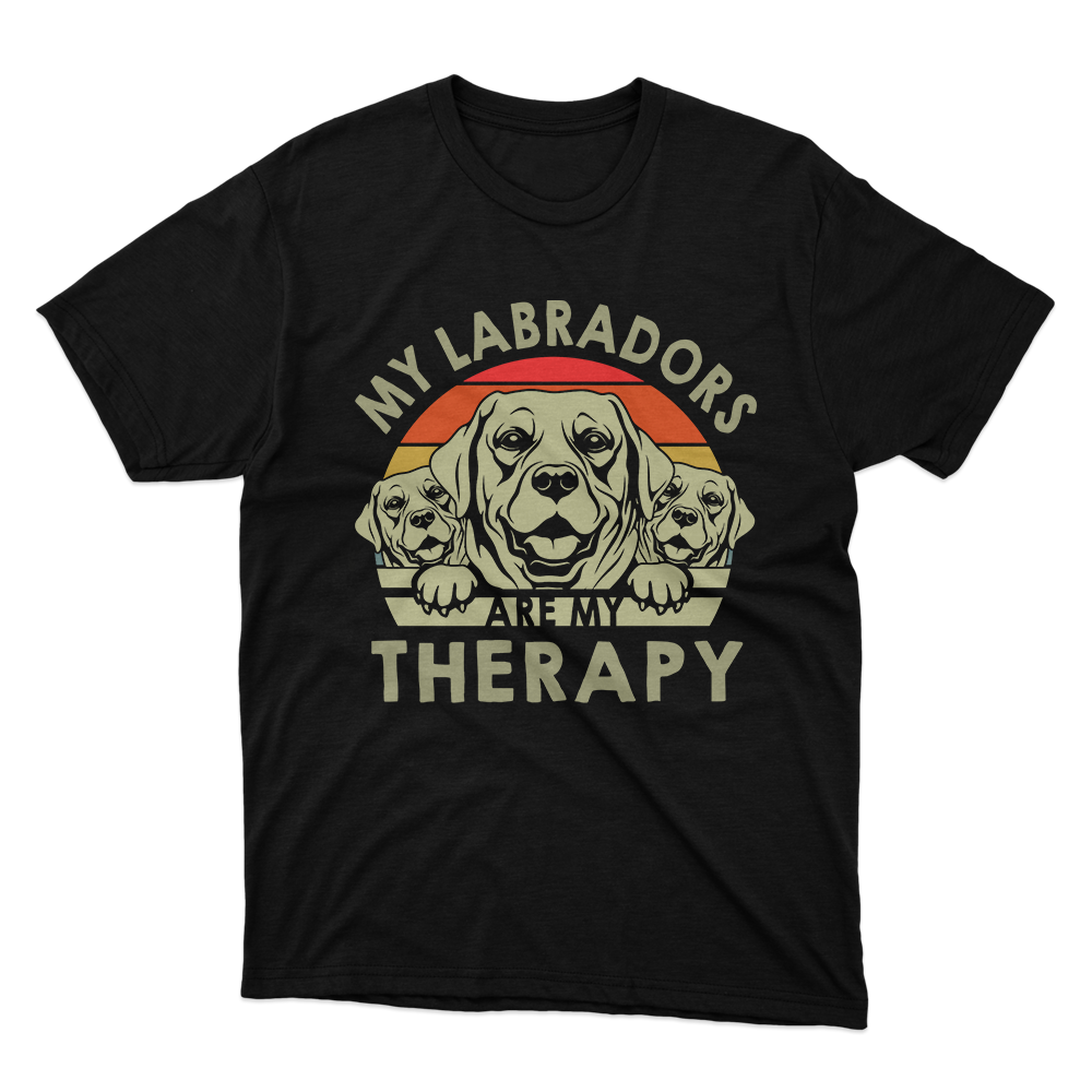 Fan Made Fits My Labradors Are My Therapy Black T-Shirt image 1
