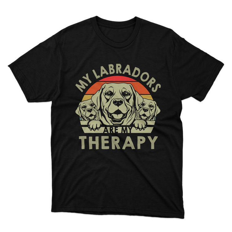 Fan Made Fits My Labradors Are My Therapy Black T-Shirt image 1