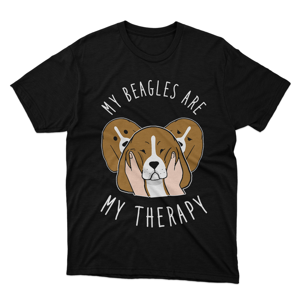 Fan Made Fits My Beagles Are My Therapy Black T-Shirt image 1