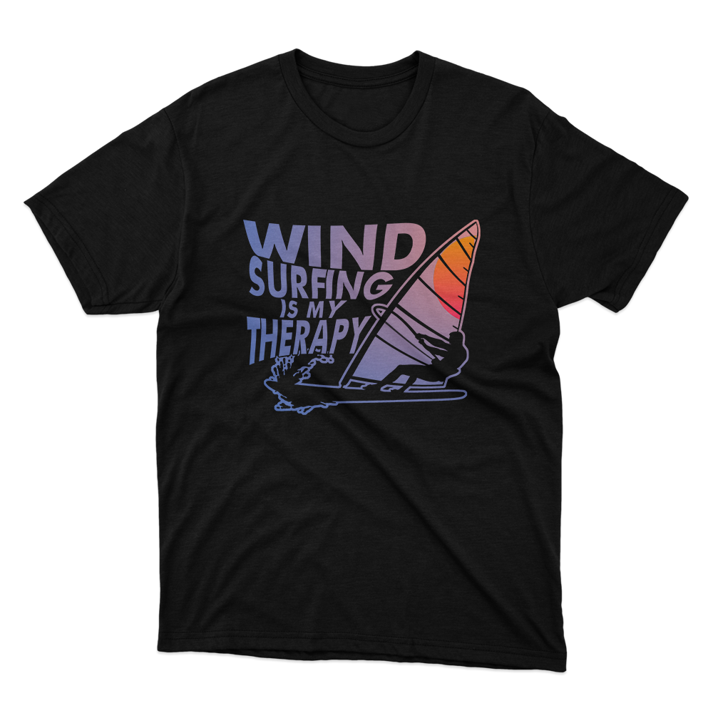 Fan Made Fits Windsurfing Is My Therapy Black T-Shirt image 1