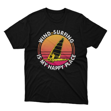 Fan Made Fits Windsurfing Is My Happy Place Black T-Shirt