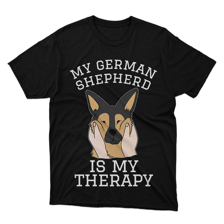 Fan Made Fits My German Shepherd Is My Therapy Black T-Shirt image 1