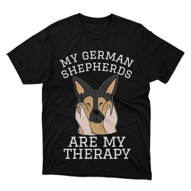 Fan Made Fits My German Shepherds Are My Therapy Black T-Shirt
