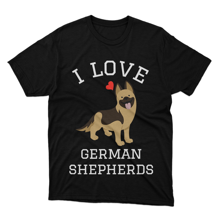 Fan Made Fits I Love German Shepherds Black T-Shirt image 1