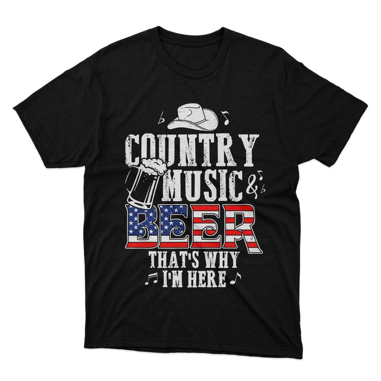 Fan Made Fits Country Music 6 Black Beer T-Shirt image 1