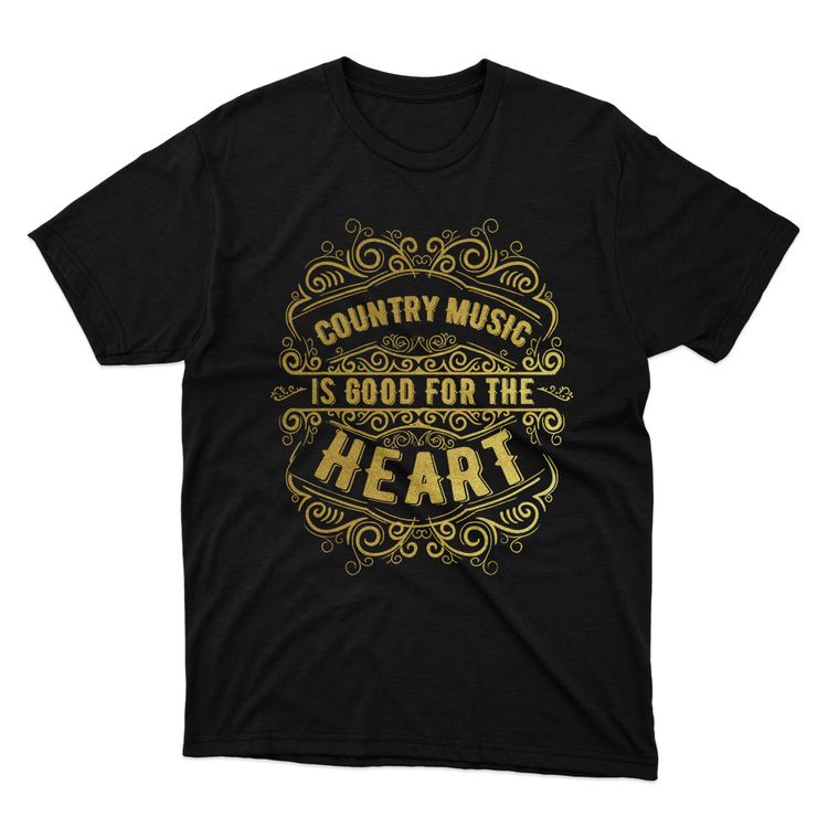 Fan Made Fits Country Music 6 Black Heart T-Shirt image 1