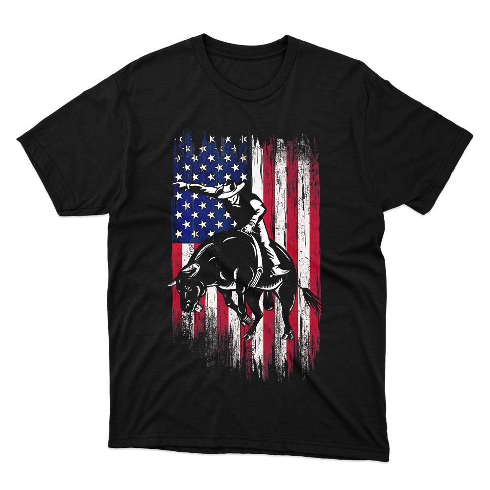 Fan Made Fits Bull Riding Black Flag T-Shirt image 1