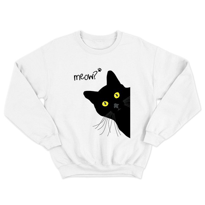 Fan Made Fits Black Cats White Meow Sweatshirt image 1
