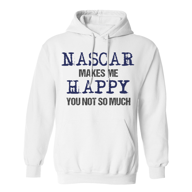 Fan Made Fits NASCAR 3 White Happy Hoodie image 1