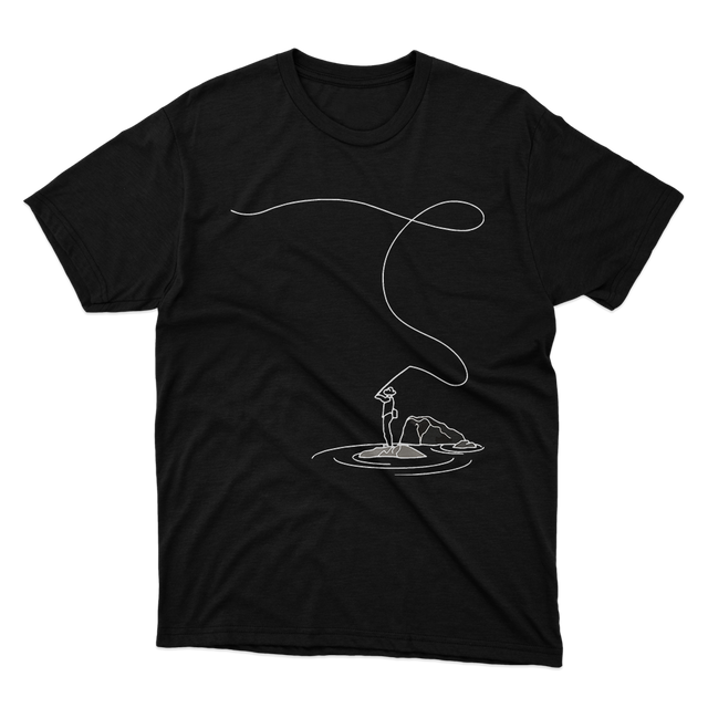 Fishing 2 Black Minimalist T-Shirt