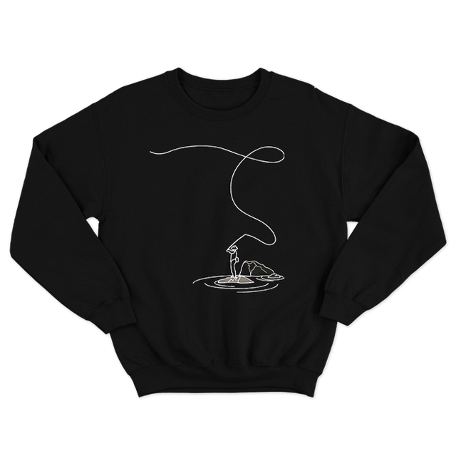 Fishing2 Black Minimalist Sweatshirt
